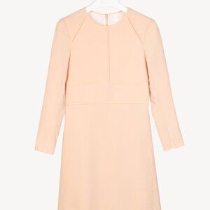 Chloe Brown Delight Wool Piped Long-Sleeve Dress